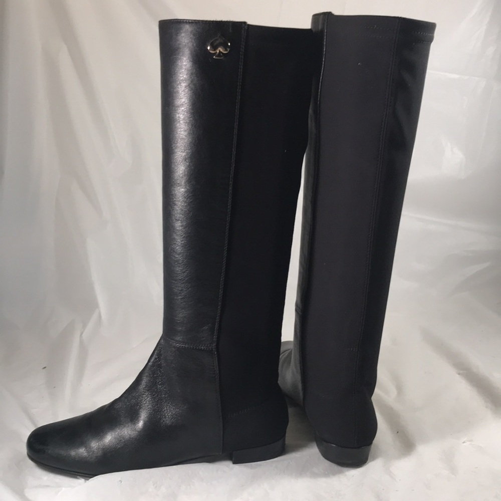 Kate Spade Olivia Women’s Black Italian Leather Riding Equestrian Pull On Boots - Picture 6 of 11